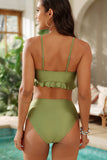 Ruffled Beaded Decor Bikini Set - Swimwear from Cindelily