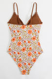 Floral Cutout Front Tie One Piece Swimwear - Swimwear from Cindelily