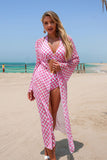 Checkered Print Halter Bikini & Cover-Up 3-Piece Set - Swimwear from Cindelily
