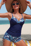 Paisley Print Tankini with Boy Shorts - Swimwear from Cindelily