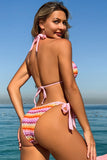 Retro Chevron Stripe Tie-Side Bikini Set - Swimwear from Cindelily
