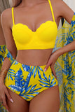 Tropical Print Bikini & Cover-Up 3-Piece Set