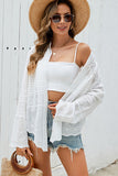 White Lace Embroidered Sheer Shirt Cover-Up - Cover-Up from Cindelily