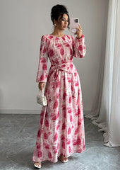 Floral Print Lace Up Maxi Dress