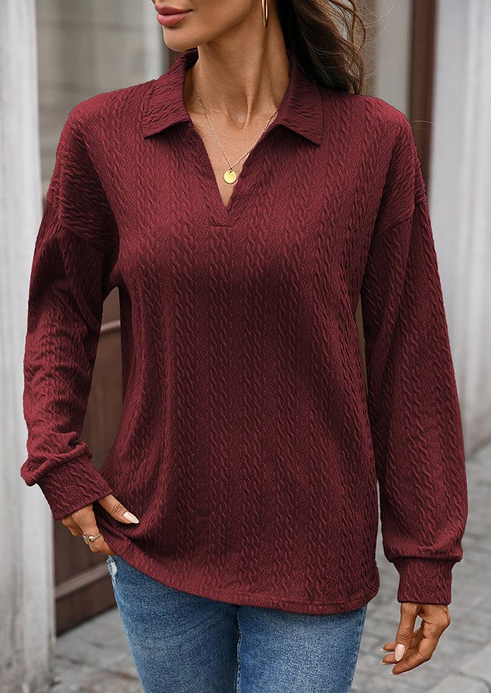 Textured V Neck Long Sleeve Tunic
