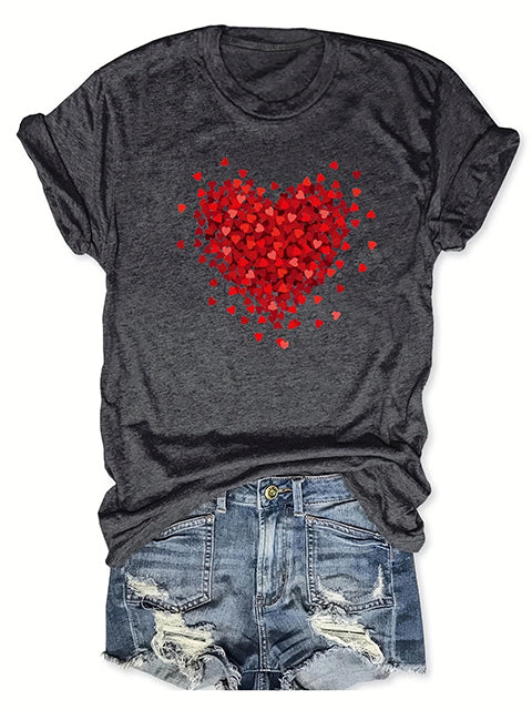 Heart Patterned Short Sleeve T-shirt