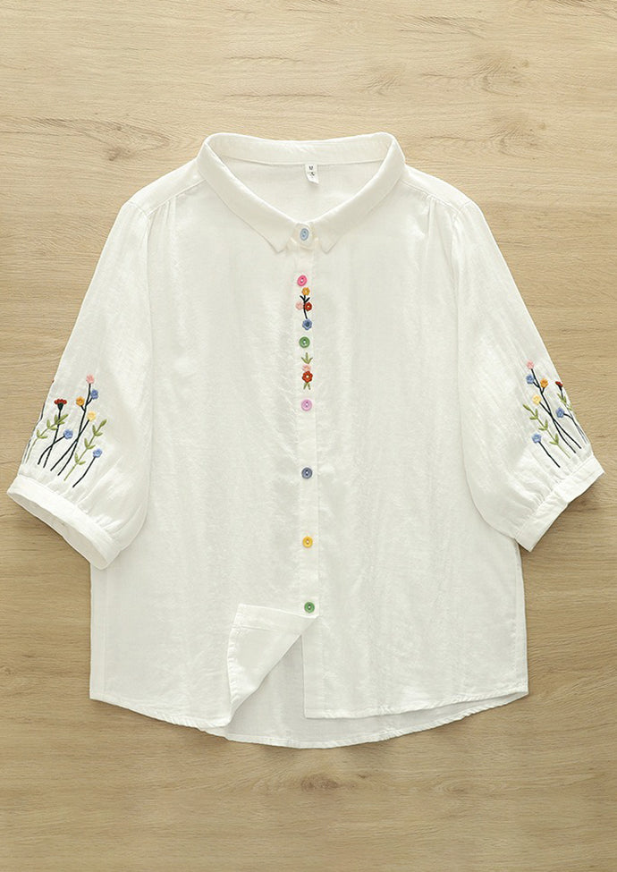 Colorful Button Detail Double Cotton Yarn Fabric Shirt