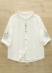 Colorful Button Detail Double Cotton Yarn Fabric Shirt