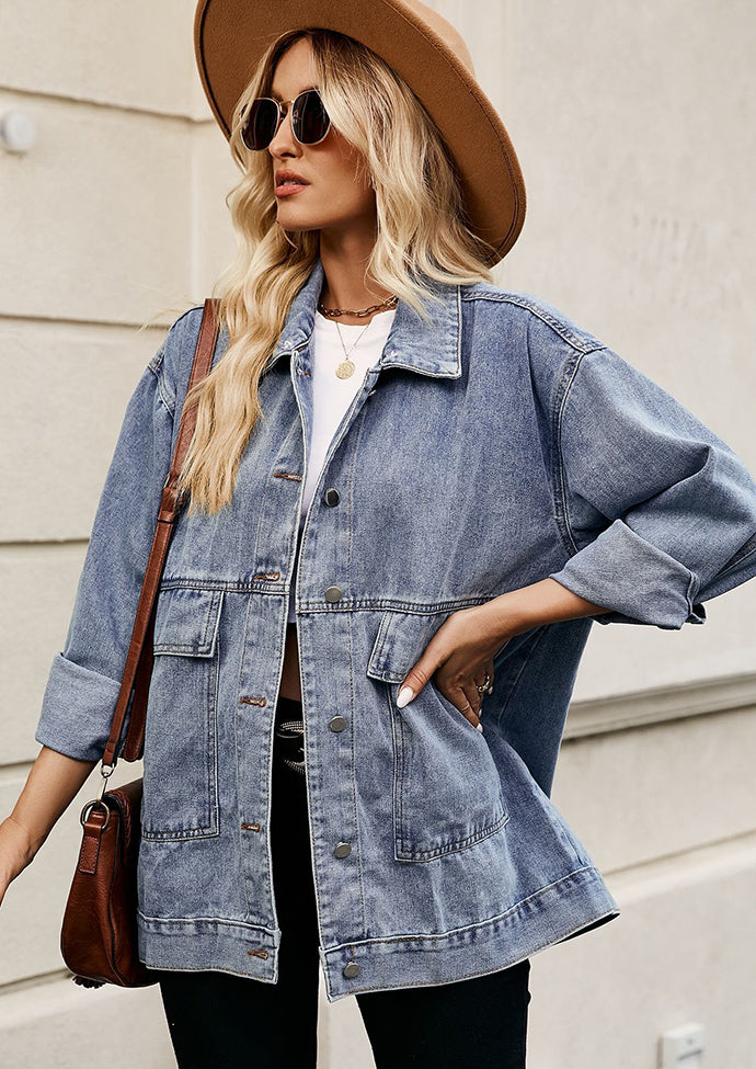 Retro Washed Button Up Denim Jacket