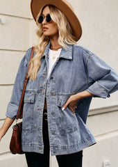 Retro Washed Button Up Denim Jacket