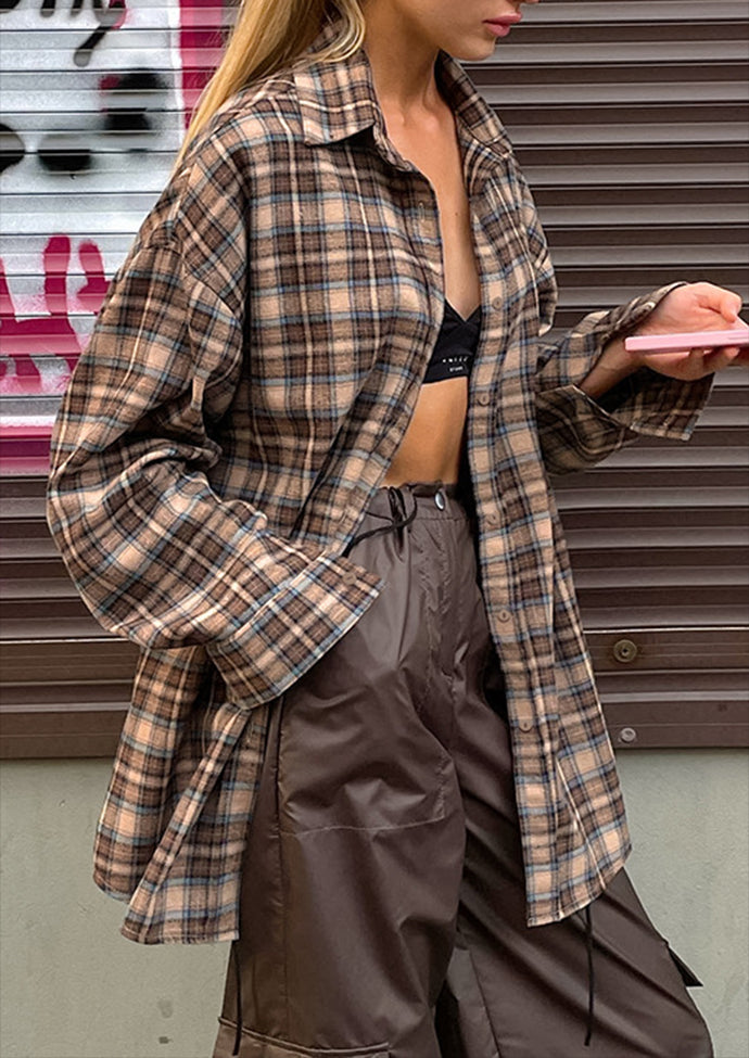 Retro Plaid Button Up Casual Shirt