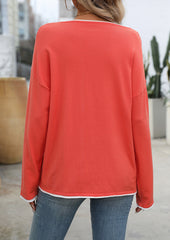 Color Block Crew Neck Knitted Casual Sweater