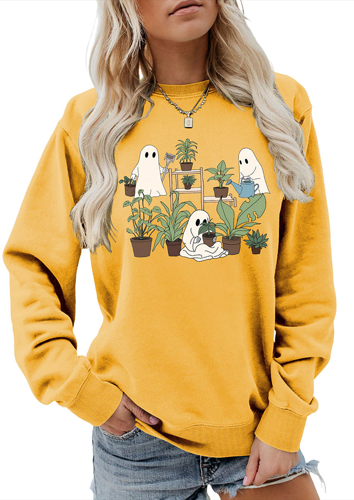 Spooky Print Crew Neck Graphic Sweatshirt