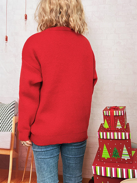 Christmas Hat Decor Crew Neck Sweater