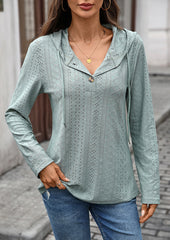 Jacquard Button Up Hooded Casual Top