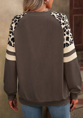 Leopard Print Patchwork Crew Neck Sweatshirt