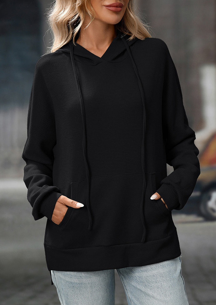 Waffle Hooded Sweatshirt with Front Pocket