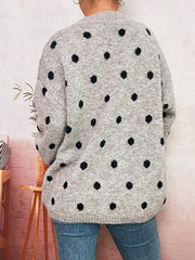Polka Dot Crew Neck Casual Sweater