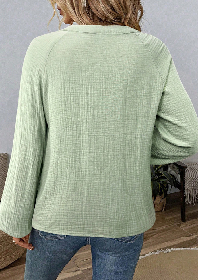 Embroidered V Neck Long Sleeve Boho Blouse