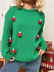 Christmas Hat Decor Crew Neck Sweater
