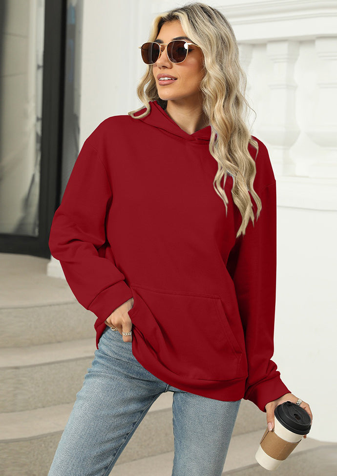 Solid Hooded Sweatshirt with Front Pocket