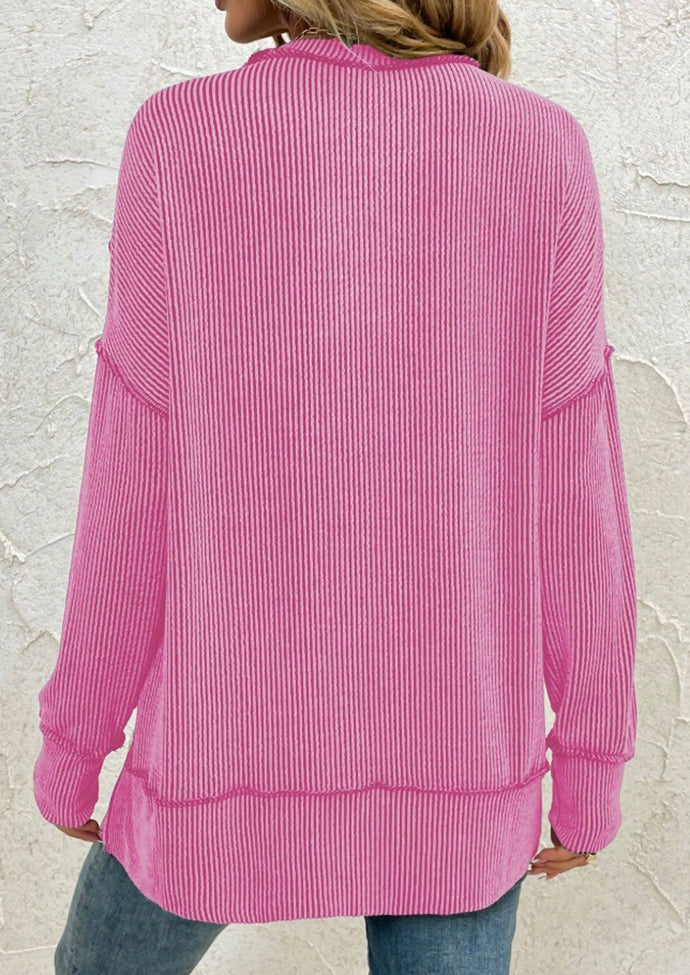 Stripe Side Split Long Sleeve Tunic