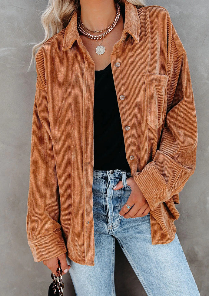 Corduroy Oversize Button Up Casual Shirt