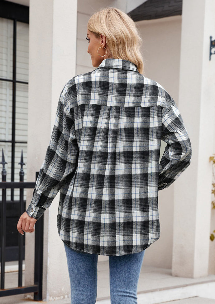 Vintage Plaid Button Up Shirt with Pocket