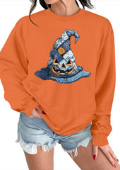 Spooky Hat Crew Neck Casual Sweatshirt