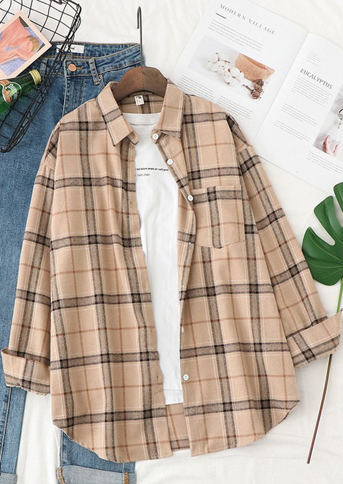 Vintage Plaid Brushed Button Up Shirt