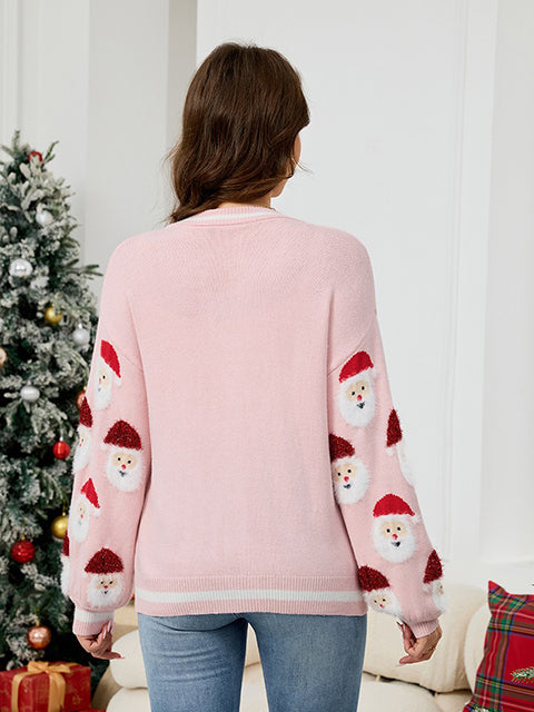 Christmas Santa Claus Jacquard Sweater Cardigan