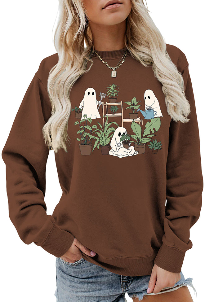 Spooky Print Crew Neck Graphic Sweatshirt