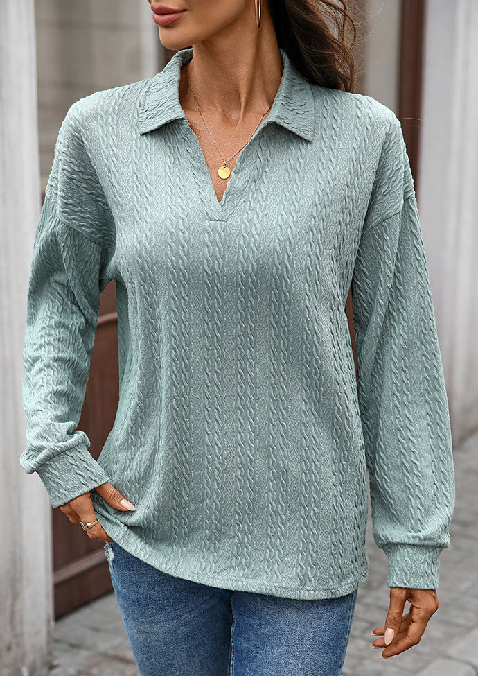 Textured V Neck Long Sleeve Tunic
