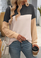 Textured Color Block Crew Neck T-shirt