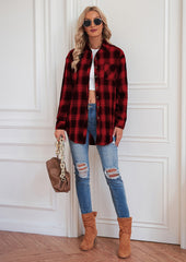 Button Up Pocket Detail Plaid Casual Shirt