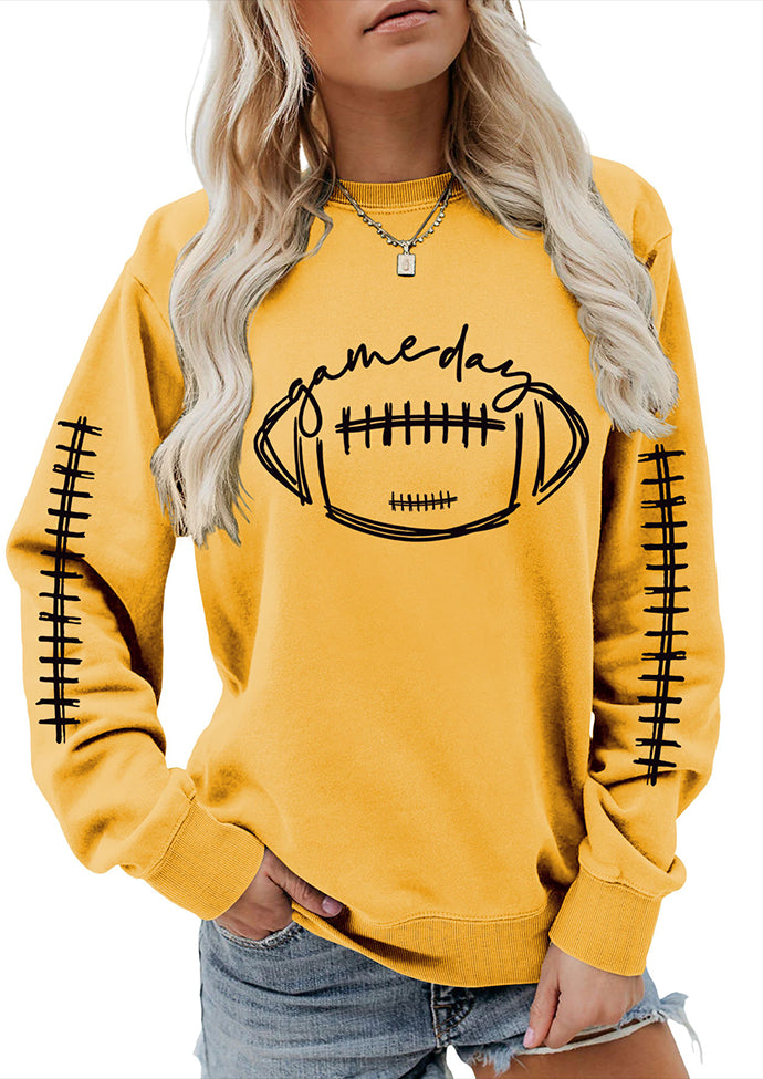 Game Day Football Print Crew Neck Sweatshirt