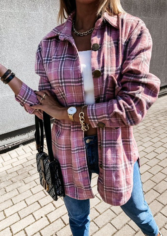 Plaid Brushed Button Up Casual Shirt