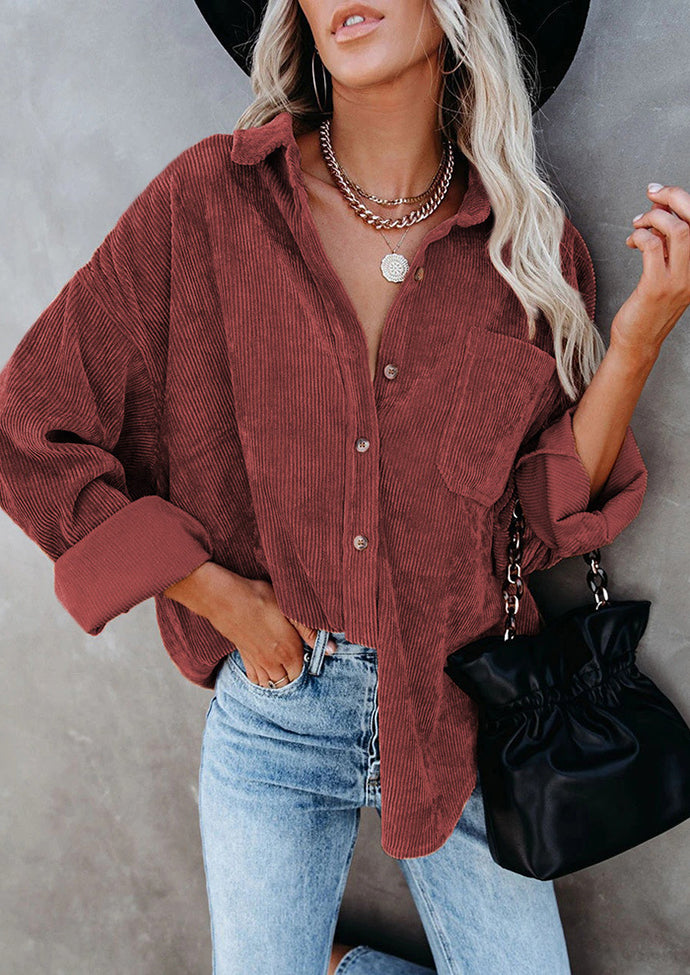 Corduroy Oversize Button Up Casual Shirt