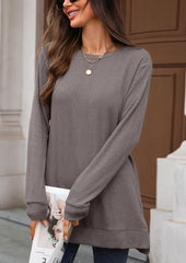 Textured Side Split Crew Neck Tunic