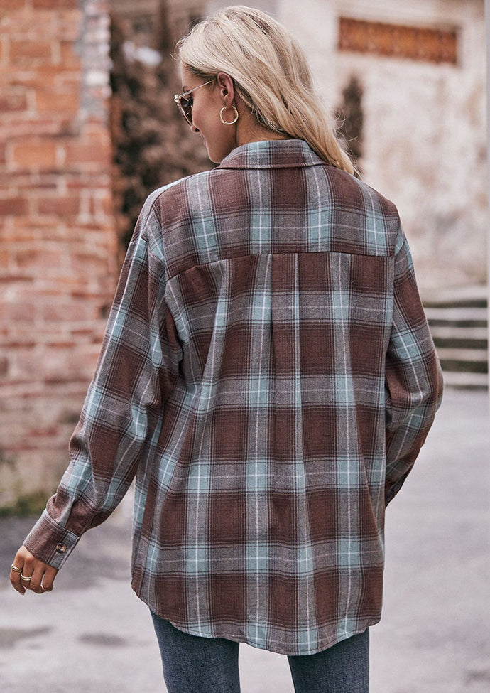 Button Up Pocket Detail Retro Plaid Shirt