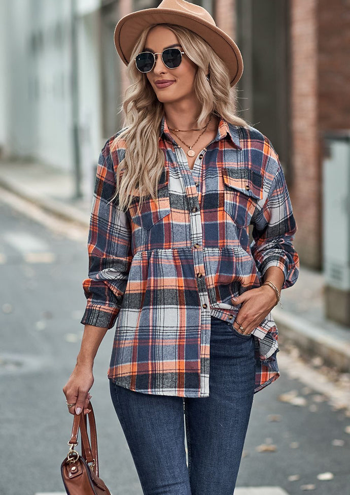 Pocket Detail Button Up Plaid Shirt