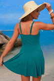 Ribbed Textured Mesh Inset Swim Dress - Swimwear from Cindelily