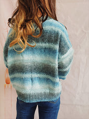 Ombre Stripe Crew Neck Knitted Sweater