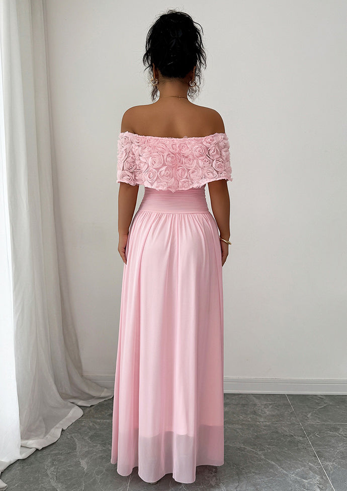 Rose Detail Off The Shoulder Maxi Dress