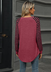 Striped Long Sleeve Crew Neck Casual T-shirt