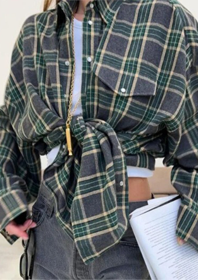 Retro Plaid Pocket Detail Button Up Shirt