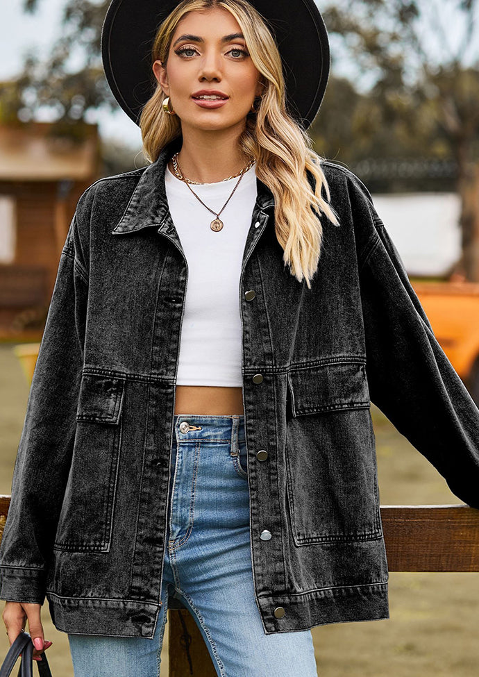 Retro Washed Button Up Denim Jacket