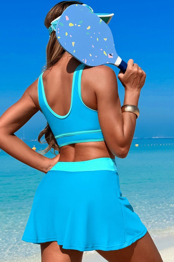Quick-dry Racerback Top and Skort Bikini Set - Swimwear from Cindelily