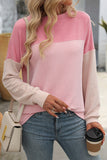 Textured Color Block Crew Neck T-shirt Pink - T-Shirts & Tunics from Cindelily