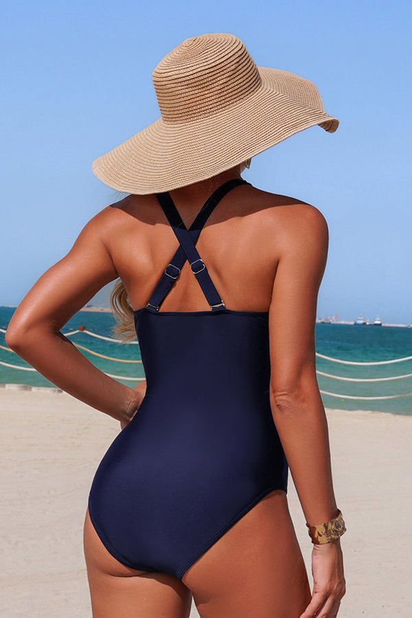 Laser-Cut Deep V Tummy-Control One Piece Bathing Suit - Swimwear from Cindelily
